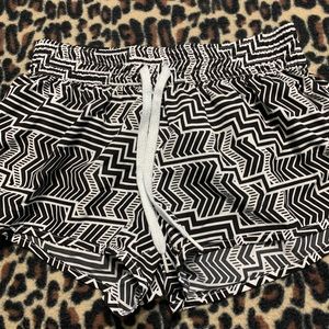 Striped athletic shorty shorts.